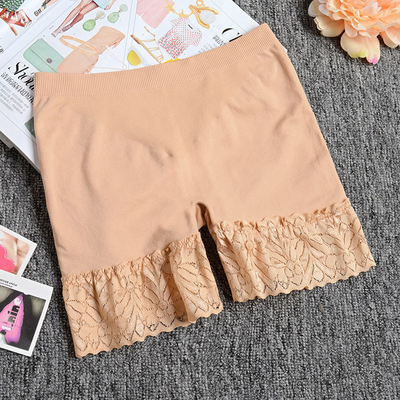 Women Safety Shorts Pants Seamless Lace High Waist Panties Shorty Femme Seamless Boyshorts Pants Girls Slim Women Boxer: Khaki