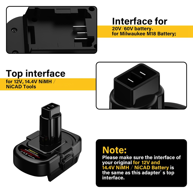 Adaptateur de batterie pour Dewalt 20V ou Milwaukee M18 18V Eddie Ion, convertisseur en Dewalt 12V/14.4V Ni-laissée, outil électrique