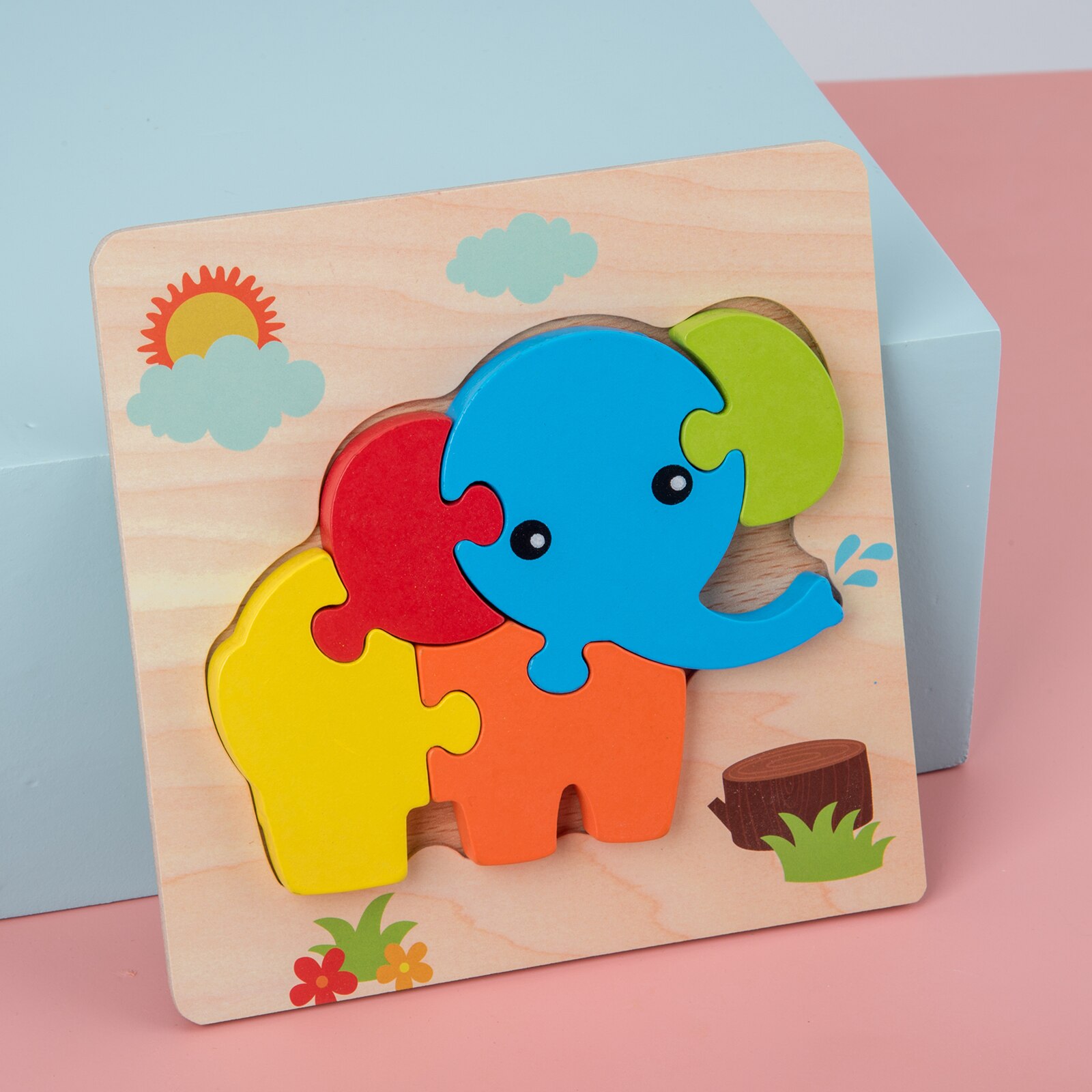 Houten Puzzel Voor Kinderen Voorschoolse Peuter Puzzels Educatief Speelgoed: Elephant