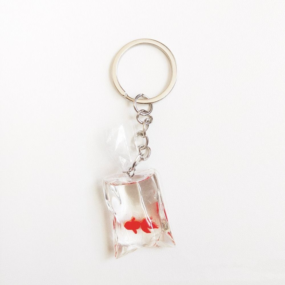 Vis Goudvis Sleutelhanger Imitatie Waterzak Grappige Kleine Vis Hanger Hars Transparante Kleine Vis Sleutelhanger Kinderen