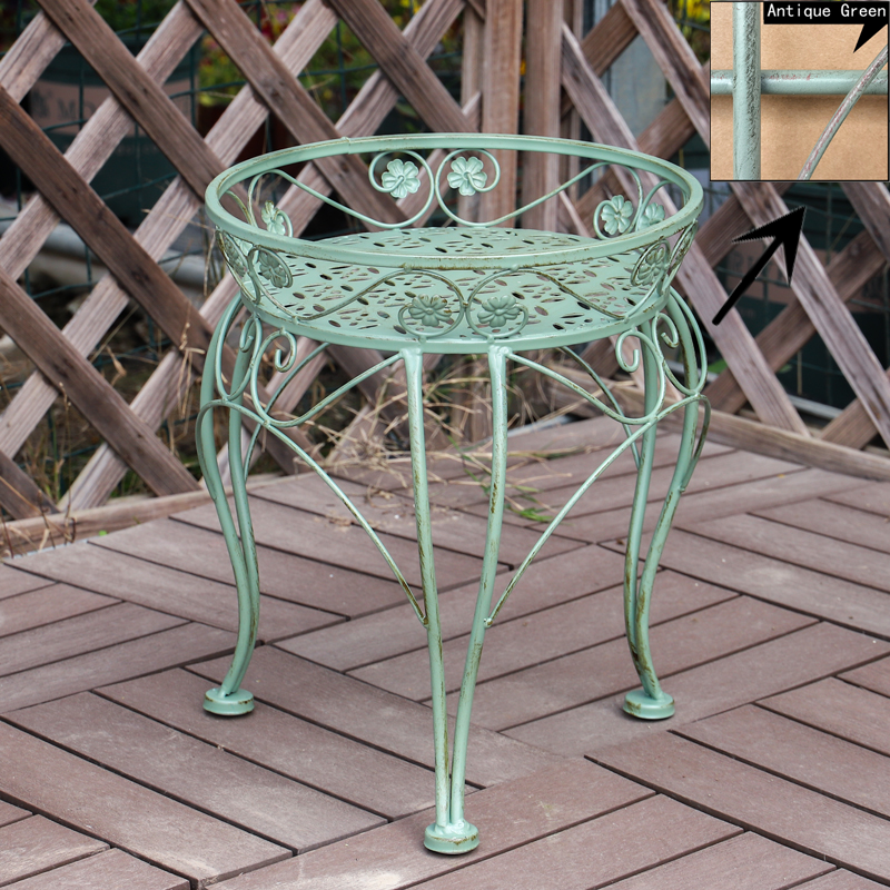 Estante para macetas de metal resistente: soporte para plantas de interior/exterior | Estantes ajustables y resistentes al óxido para jardín, patio y decoración del hogar: Verde
