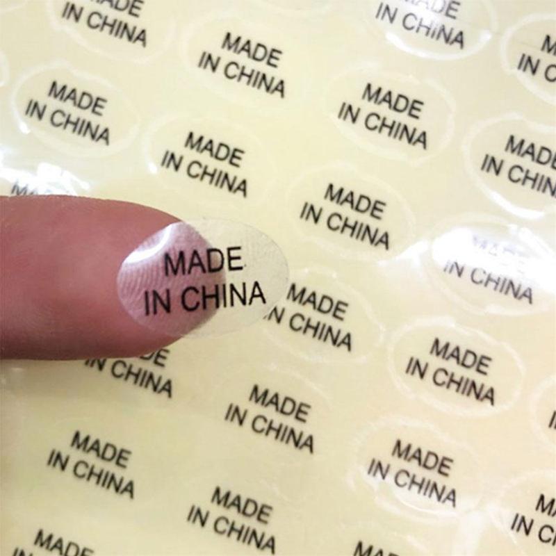 6 Soorten Made In China Stickers Zilver Label Met Zwarte Print Alfabet Land Van Herkomst Sticker Transparante Etiketten