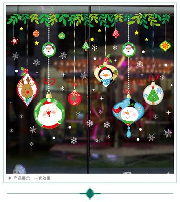 Christmas Ornaments Wall Sticker Cartoon DIY Merry Christmas Glass Wallpaper Christmas Decorations For Home Xmas Year: 6