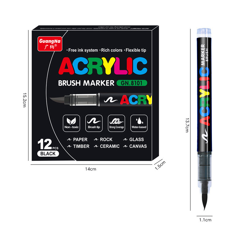 One direct liquid acrylic marker paint brush pen painting stone ceramic glass wood canvas making drawing graffiti coloring pen: Yellow