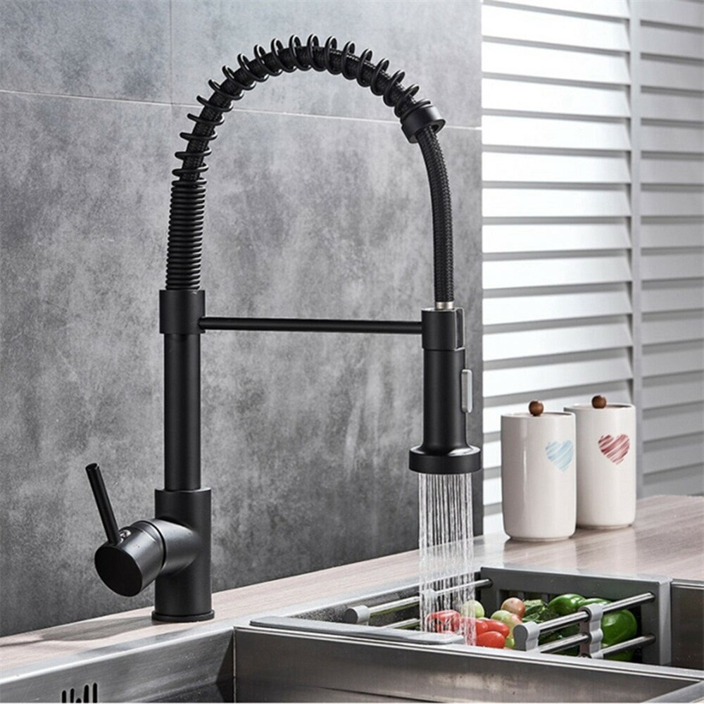 Matte Black Kitchen Sink Faucets Brass Single Leve... – Grandado