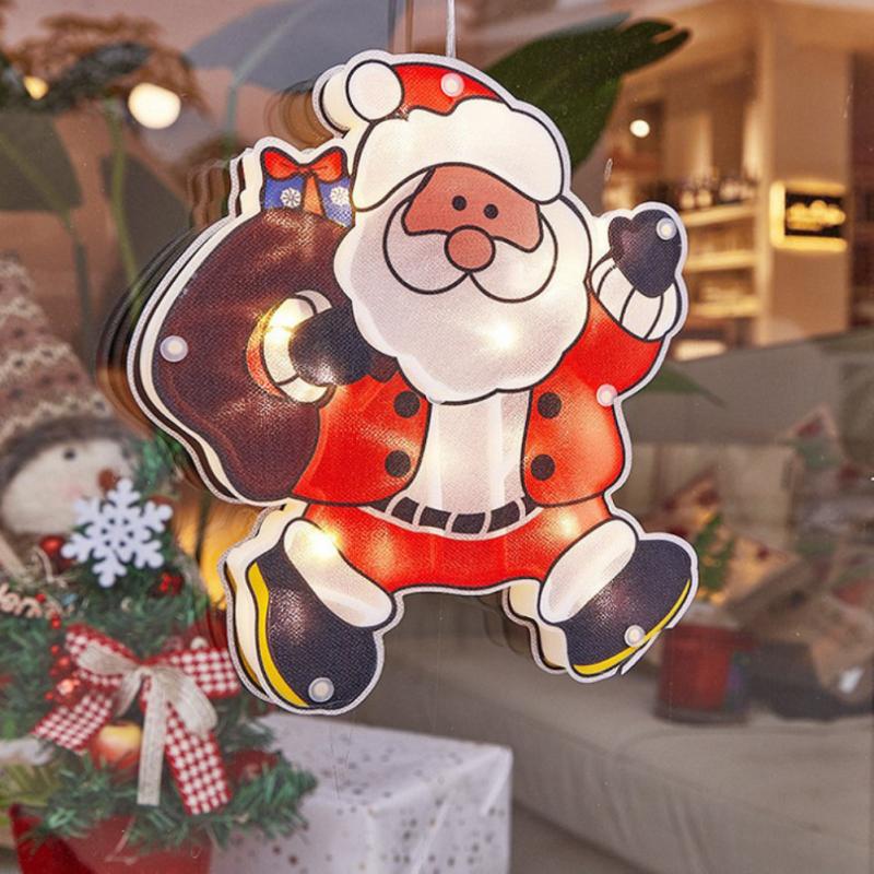 Christmas LED Window Decoration Lights Christmas Suction Cup Chandelier Party Ornament Lights Indoor Bedroom Scene Layout: gray
