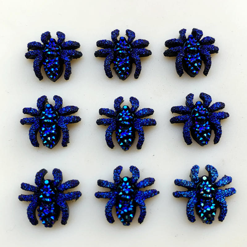 60pcs 13mm Vintage Mini Spider plat hars cabochons Rhinestone Crystal Strass Voor Kleding Sieraden Maken DIY Ambachten