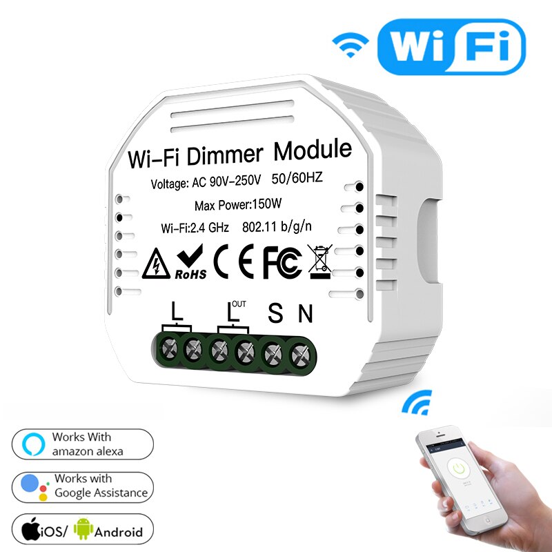 Diy smart wifi lys ledd dæmper switch smart life / tuya app fjernbetjening 1/2- vejs switch, fungerer med alexa echo google home: 1 pc