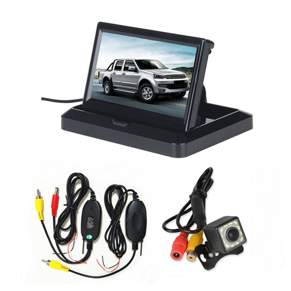 5 &quot;TFT LCD HD800 * 480 Scherm Auto monitor Achteruitrijcamera parking monitor Opvouwbaar + Bedrade of Draadloze Achteruitrijcamera camera Optionele: With wireless cam01