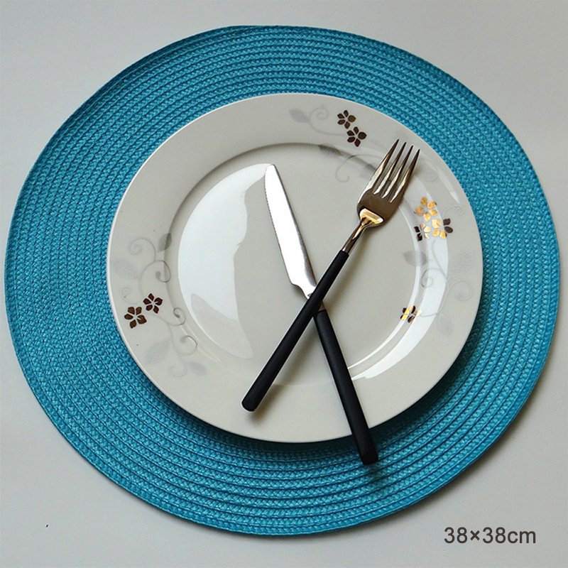 Round Placemats Set Braided Circle Place Mat Washable Table Mats for Kitchen Dining Table Mixed Color Non-Slip Place mats: S / SKY BLUE