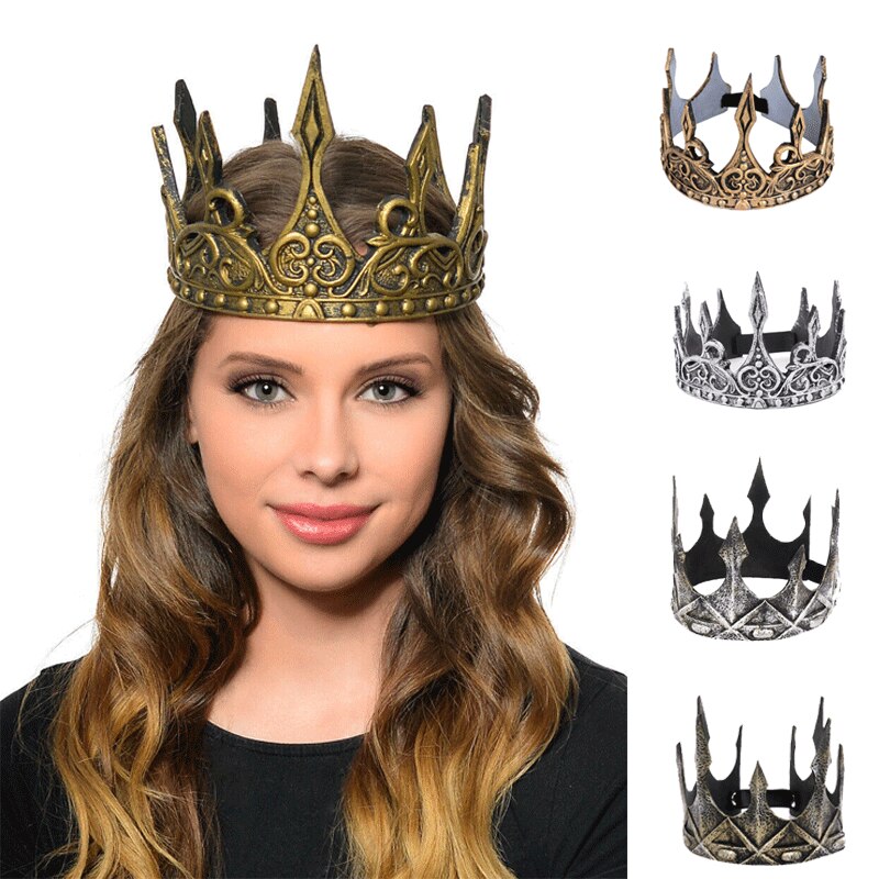 Halloween King Dress Up Props Medieval Royal King Crown Headwear Retro PU Foam Medieval Kings Crown Women Men Ancient Headdress
