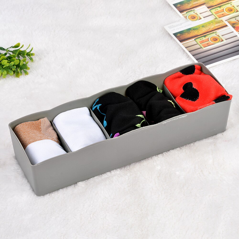 1pc Storage Box 5-grids Multi-function Plastic Drawer Organizer Underwear Closet Bin Clothes Storage Organizer 26.5cmx8cmx6.5cm