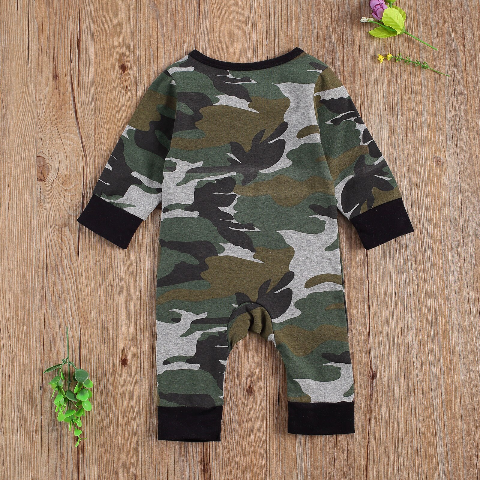 FOCUSNORM 0-18M Herbst Neugeborenen Baby Mädchen Jungen Leopard/Camouflage Print Long Sleeve Zipper Overalls