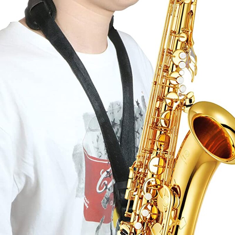 Couro acolchoado saxofone ajustável pescoço cinta com gancho de pressão para alto tenor soprano baritone sax música acessórios g99d