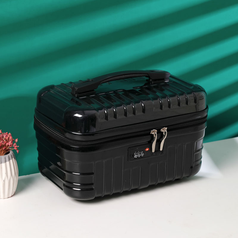 Maleta de viaje de 16 pulgadas, Mini estuche de maquillaje de mano, organizador de viaje, caja de cosméticos para mujer, estuche de maquillaje, caja con contraseña, estuche de embarque: Transparente