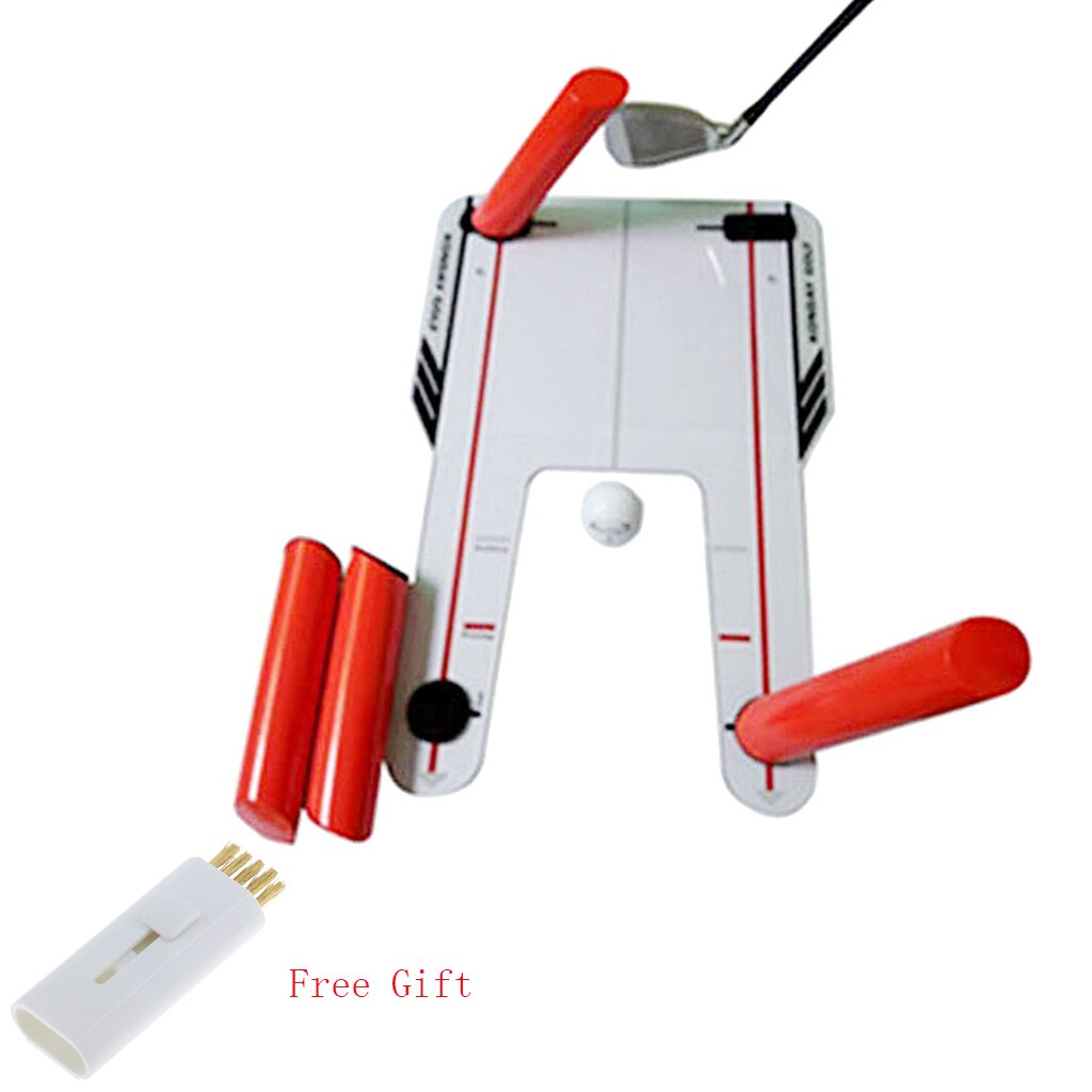 Solid golfputting träningsspegel svängtränare med bärväska gratis klubbborste