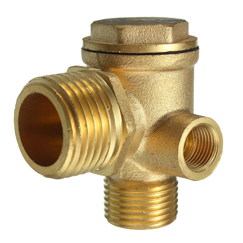 3 Port Brass Air Compressor Valve Air Central Pneumatic Compressor Check Valve 44x44x30mm Valves Thread 90 Degree DIY Home Tools