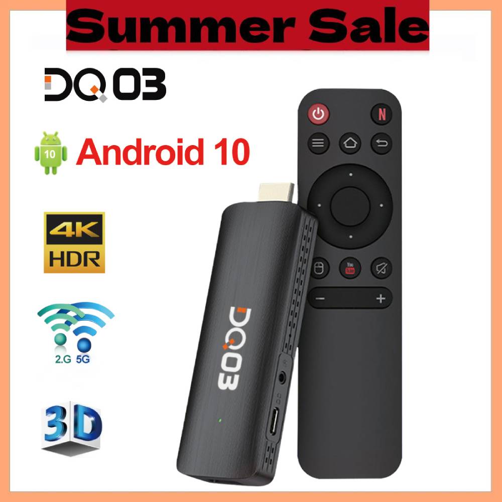 DQ03 Mini TV Stick Android 10 QuadCore ARM Cortex A53 2G16G Ondersteuning 4K @ 60fps HDR10 + 2.4G & 5.8G Dual Wifi 1G8G TV BOX Android 10.0