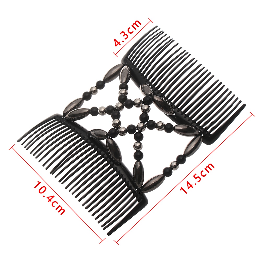 Kralen Magic Hair Kam Elastische Dubbele Kam Haarspeld Handgemaakte Stretch Haar Clip Diy Plastic Styling Tool Voor Vrouwen