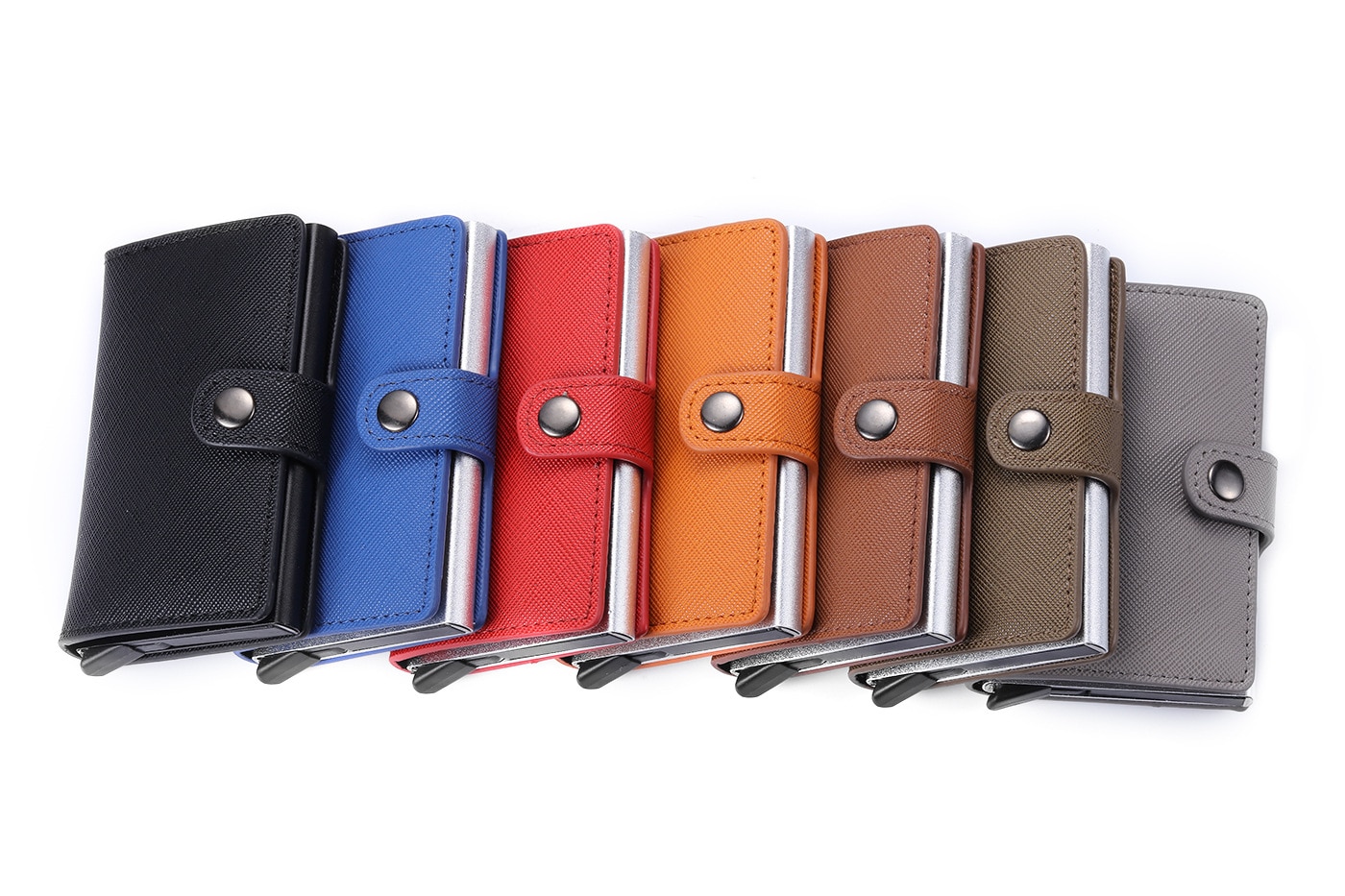 Men Credit card holder carbon Leather Wallet Aluminum Automatic Mini Wallet With Back Pocket ID Card RFID Blocking purse