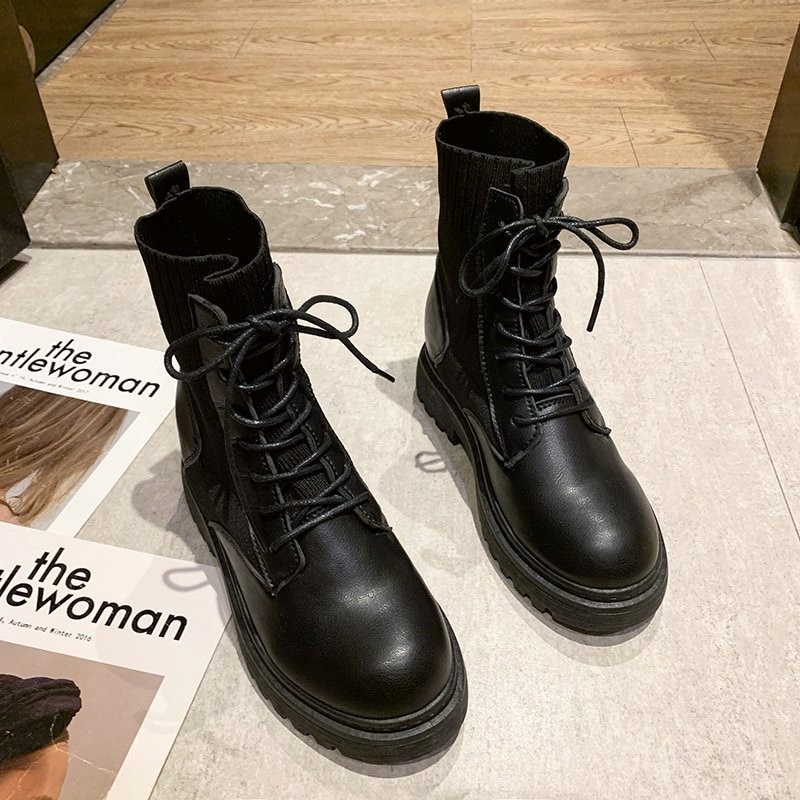 Vrouwen Herfst Winter Laarzen Vrouwen Enkellaars Vrouw Lace Up Platform Dames Ronde Neus Casual Schoenen Vrouwelijke Comfort Schoeisel