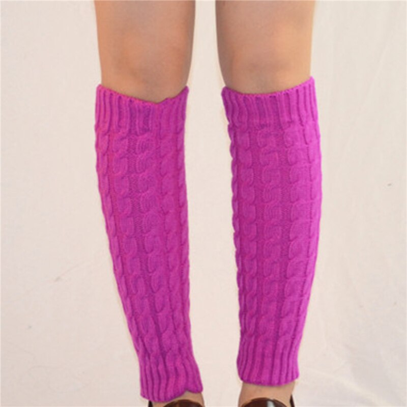 Chauffe-jambes en tricot solide pour femme, à la , , à Crochet, chaussettes, poignets, bottes, hiver,: Purple Red
