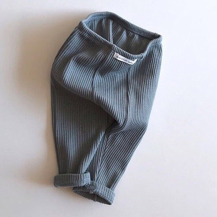 Leggings do bebê do algodão do outono simples todo o jogo infantil pp calças para o menino da criança com nervuras leggings da menina do bebê calças casuais: green / 6M  66cm