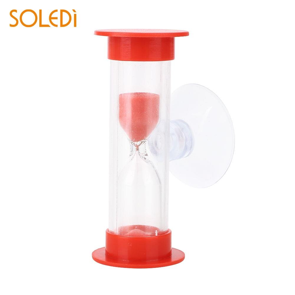 SOLEDI ABS le plus Mini 3 Minutes sablier douche minuterie coloré jouet sablier horloge de sable pratique avec succion Dorpshipping: red