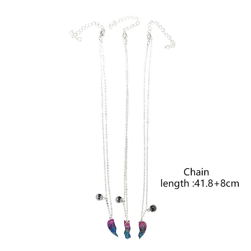 Mode 3 Pack Bff Hart Hanger Ketting Rainbow Enamel Gebroken Hart Hanger Op Roestvrij Kettingen Ketting Voor Vrouwen