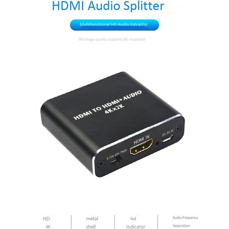 HDMI Audio Splitter 5.1 Decoder Digital Audio Extractor 3D Stereo Surround Lossless Transmission 4Kx2K