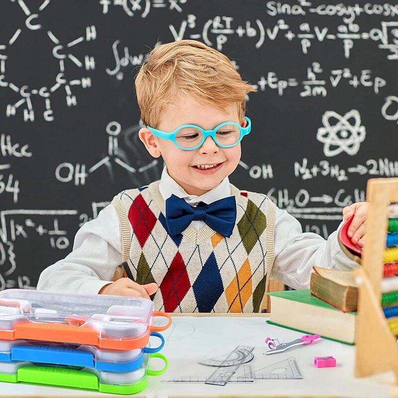 4 Set Math Geometry Kit Sets 10 Piece Drawing Tool Set Student Supplies with for Drafting and Drawings