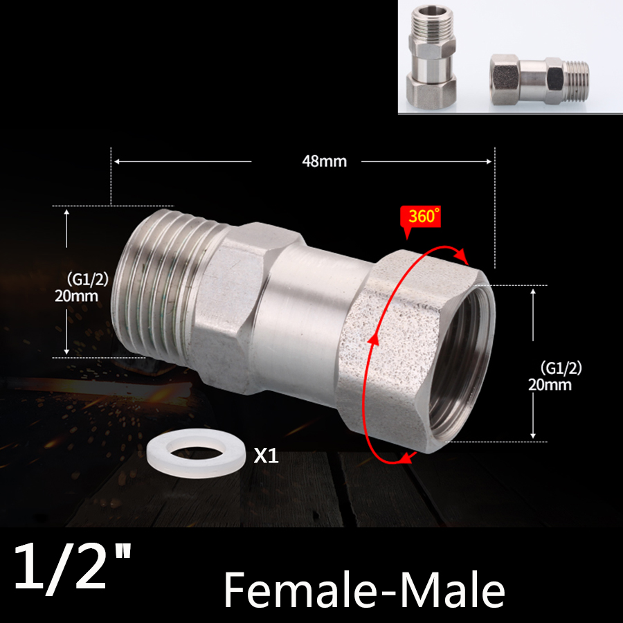 304 Stainless Steel Movable Joint 1/2 BSP Female Male Thread Tee Type Elbow Butt joint adapter Adapter Coupler Plumbing Fittings
