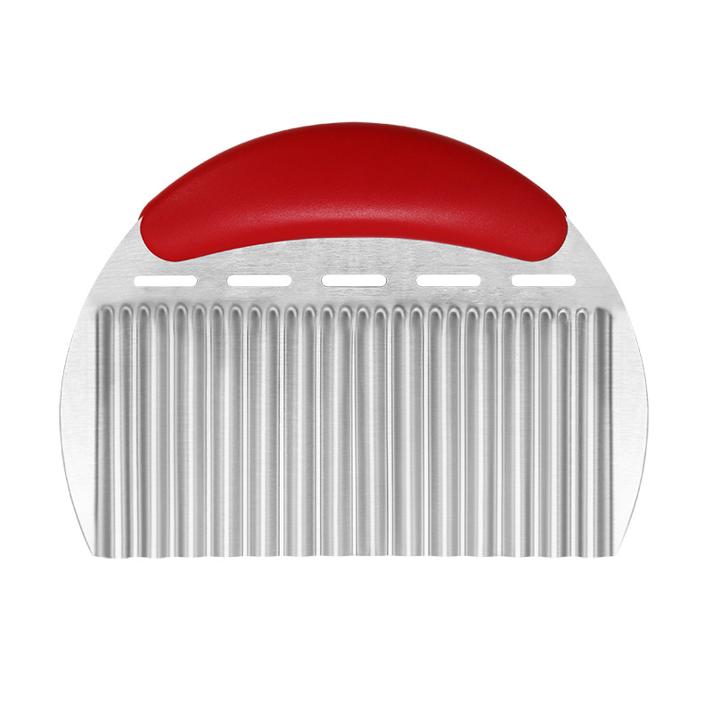 Potato French Fry Cutter Stainless Steel Potato Chip Slicer Kitchen Accessories Wave Knife Chopper Serrated Blade Carrot Slicer: Dark Khaki