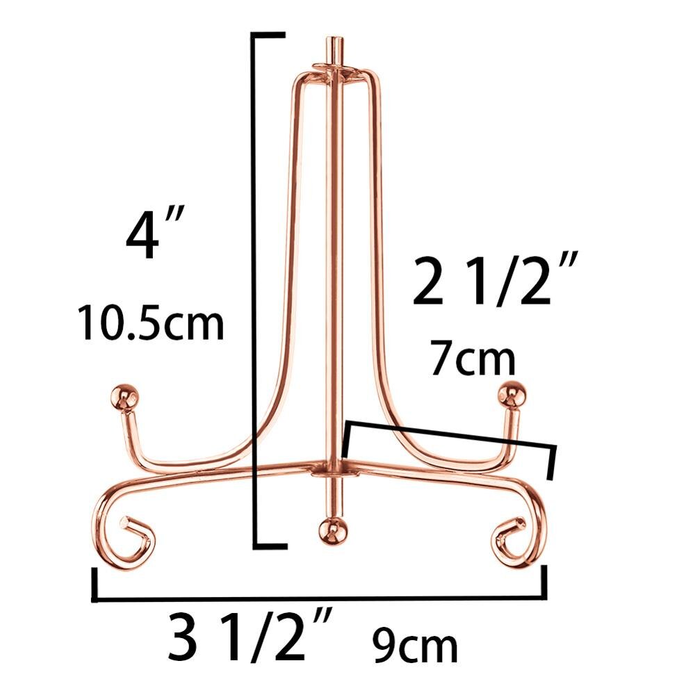 Iron Display Stand Gold Ijzeren Ezel Plaat Display Photo Holder Stand, Displays Foto Frames, Kookboeken, Decoratieve Platen: 4inch  Rose gold