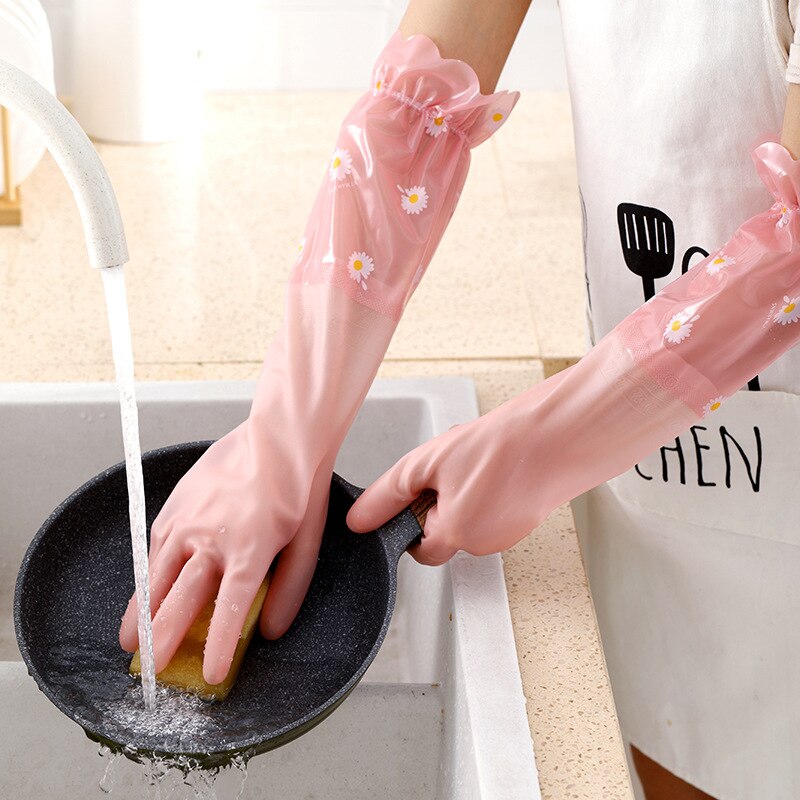 Guantes de látex y goma para lavar platos para mujer, manoplas de limpieza duraderas para el hogar, herramientas para el lavavajillas