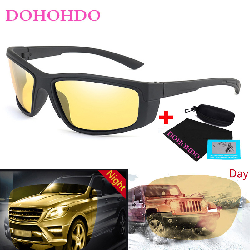 DOHOHDO Men&#39;s Driving Glasses Cycling Glasses Night Vision Cycling Sunglasses For Bicycle Cycling Goggle Polarizing Glasses: NV-With Box
