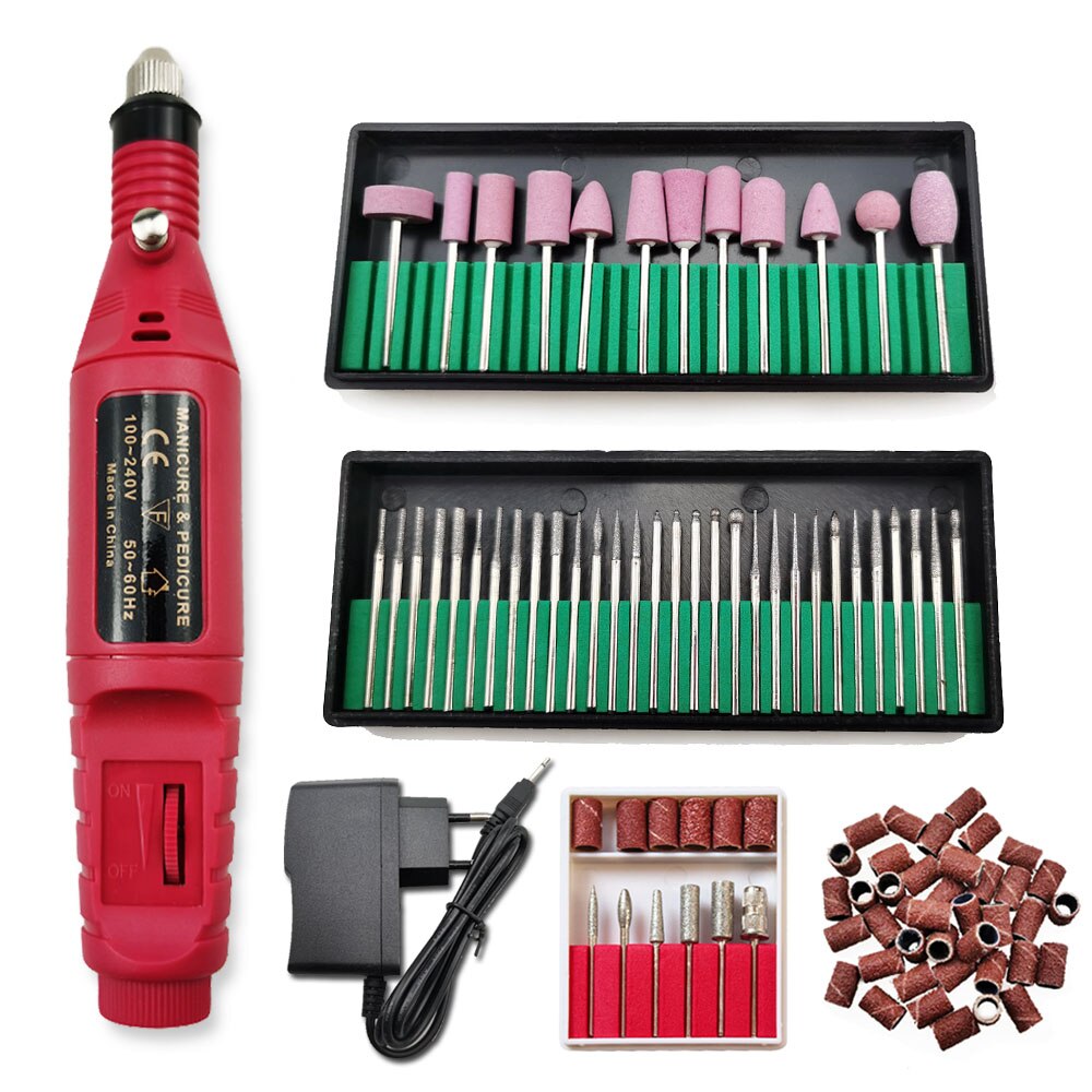 Juego de manicura con máquina pulidora eléctrica, lima de uñas , removedor de Gel, herramientas de pulido, equipo fuerte para uñas: mini with adapter 2