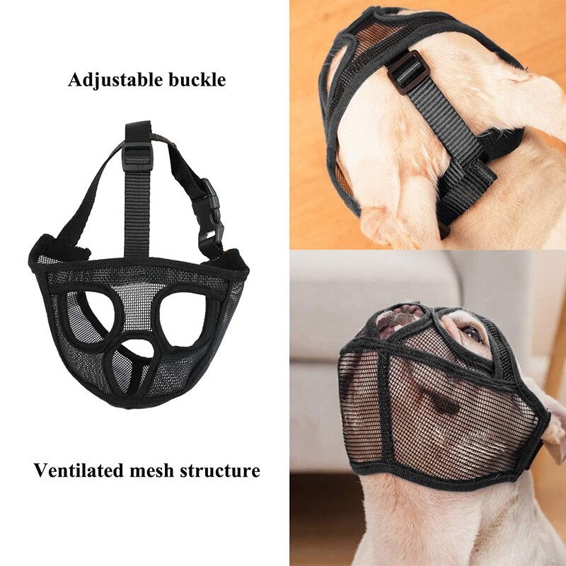 Short Snout Dog Muzzles- Adjustable Breathable Mesh Bulldog Muzzle for Biting Chewing Barking Training Dog Mask