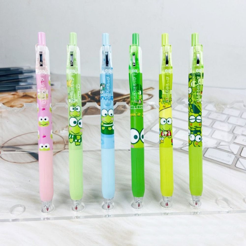 6Pcs/Set Kawaii Keroppi Gel Pens Handwriting 0.5mm School Supplies Ink Pen Cute Frog Office Stationery Ballpoint Pen