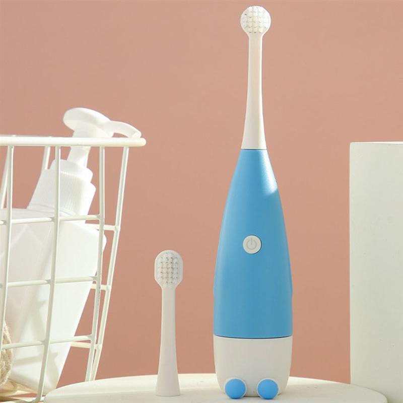 1pc Kinder Elektrische Zahnbürste Mit Zahnbürste Kopf Entzückende Kinder Zähne Pinsel Reinigung Pinsel Blau Farbe