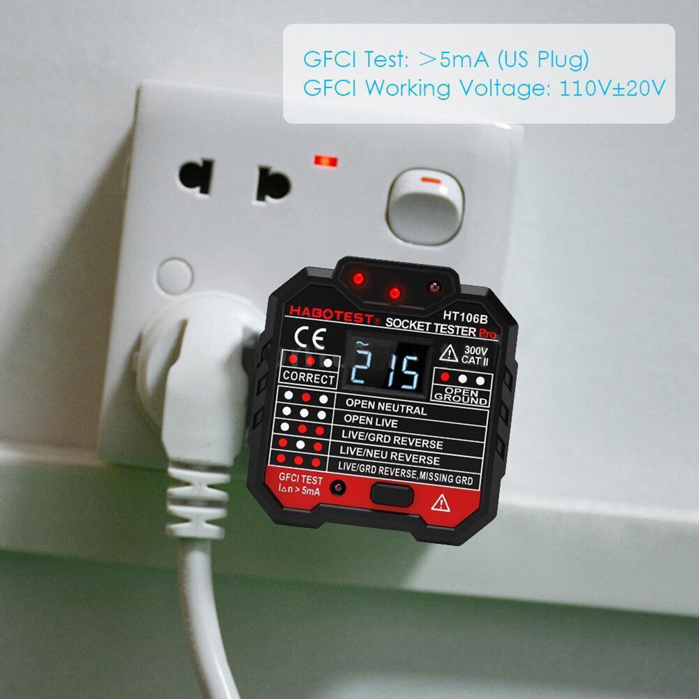 Electric Socket Tester EU / US / UK Plug Neutral Earth Wire Circuit Polarity Wall Plug Breaker Electric Leakage Test