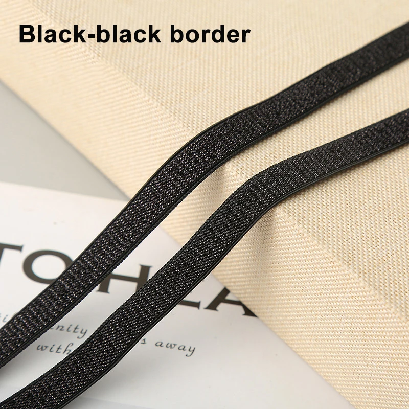 5Yards Glitter Elastische Spandex Band Goud Zilver Elastische Lint Bra Strap Lingerie Jurk Diy Naaien Trim Craft Tailleband Elastische: Black-black border / 30MM
