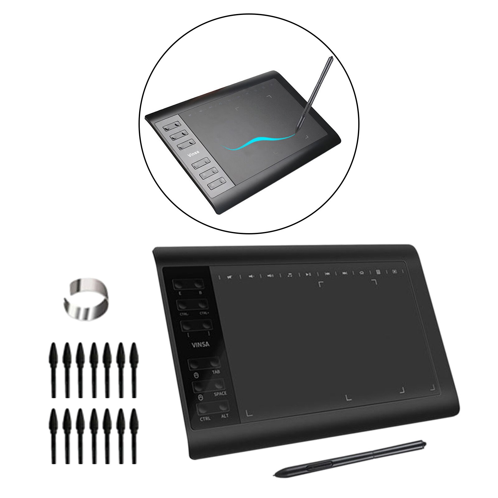Office Digital Graphics Drawing Tablet Board 8192 Level Stylus Notepad