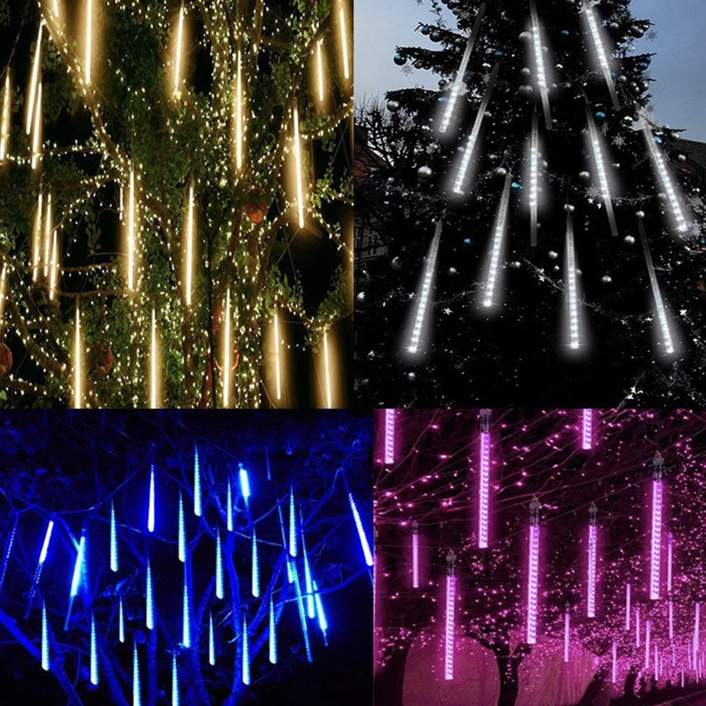 8PCS 50cm festa di natale luci a LED Meteor Shower pioggia nevicata albero di natale giardino luci da fata all&#39;aperto per arredamento versione ue