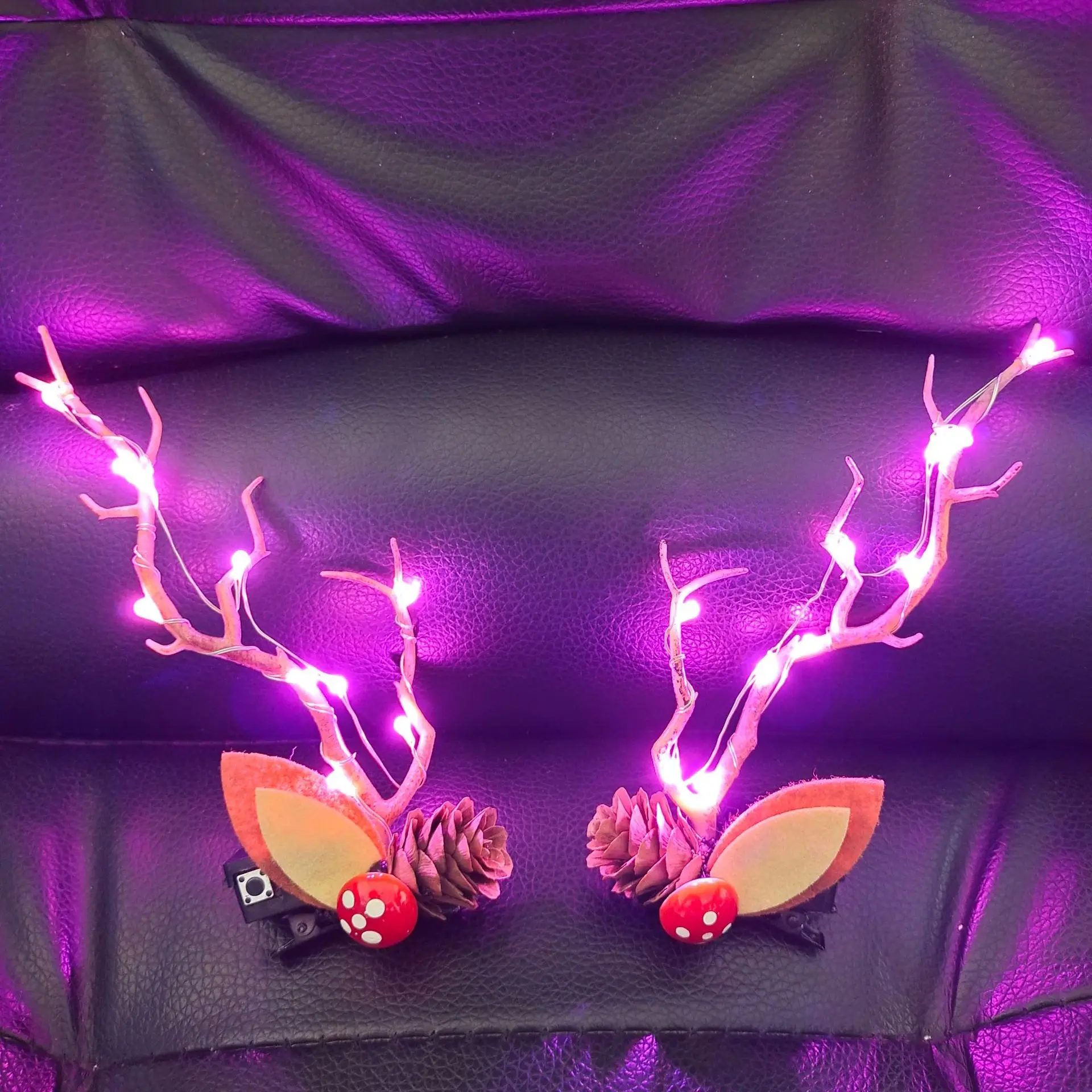 Pinzas para el pelo con luz LED, horquillas de Navidad con astas de reno, tocado para , niña, niño, Adulto, Festival de boda, 10 pares: Amarillo fluorescente