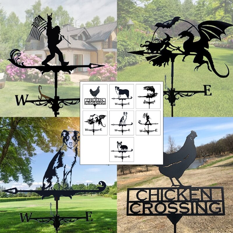 Spray Paint Gardening Garden Decoration Sign Weather Vane Retro Farm Scene Garden Stake Weathervane Tools