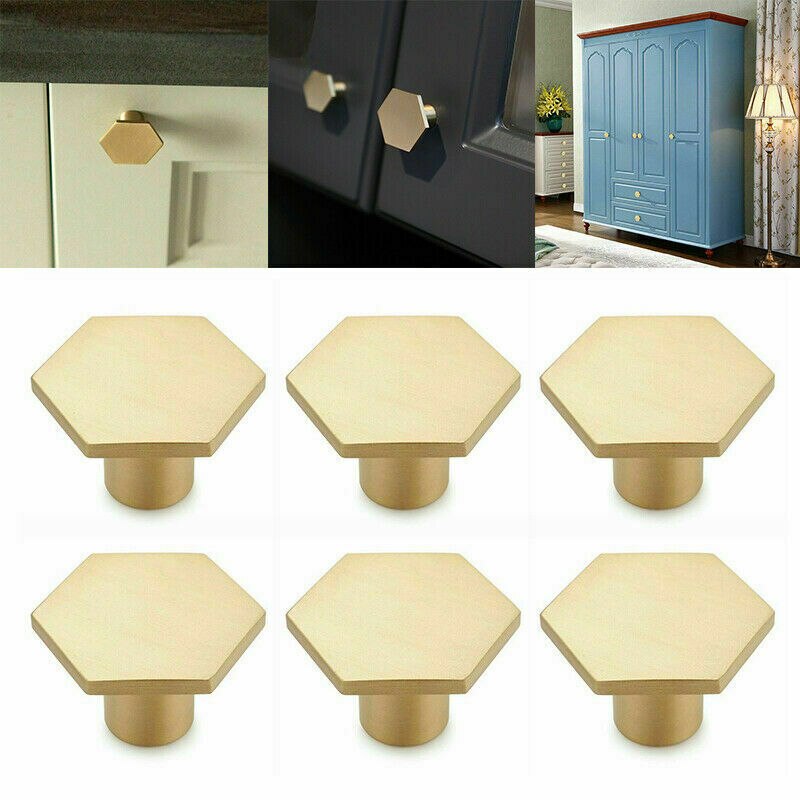 Hexagon Massief Messing Keuken Kast Kast Lade Deurknop Handvat Pull Voor De Lade Garderobe Kast Deur