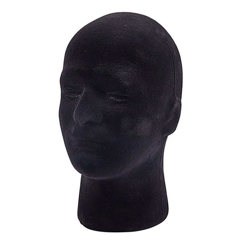 -mannelijk piepschuim mannequin hoofd model pruik bril pet display standaard zwart