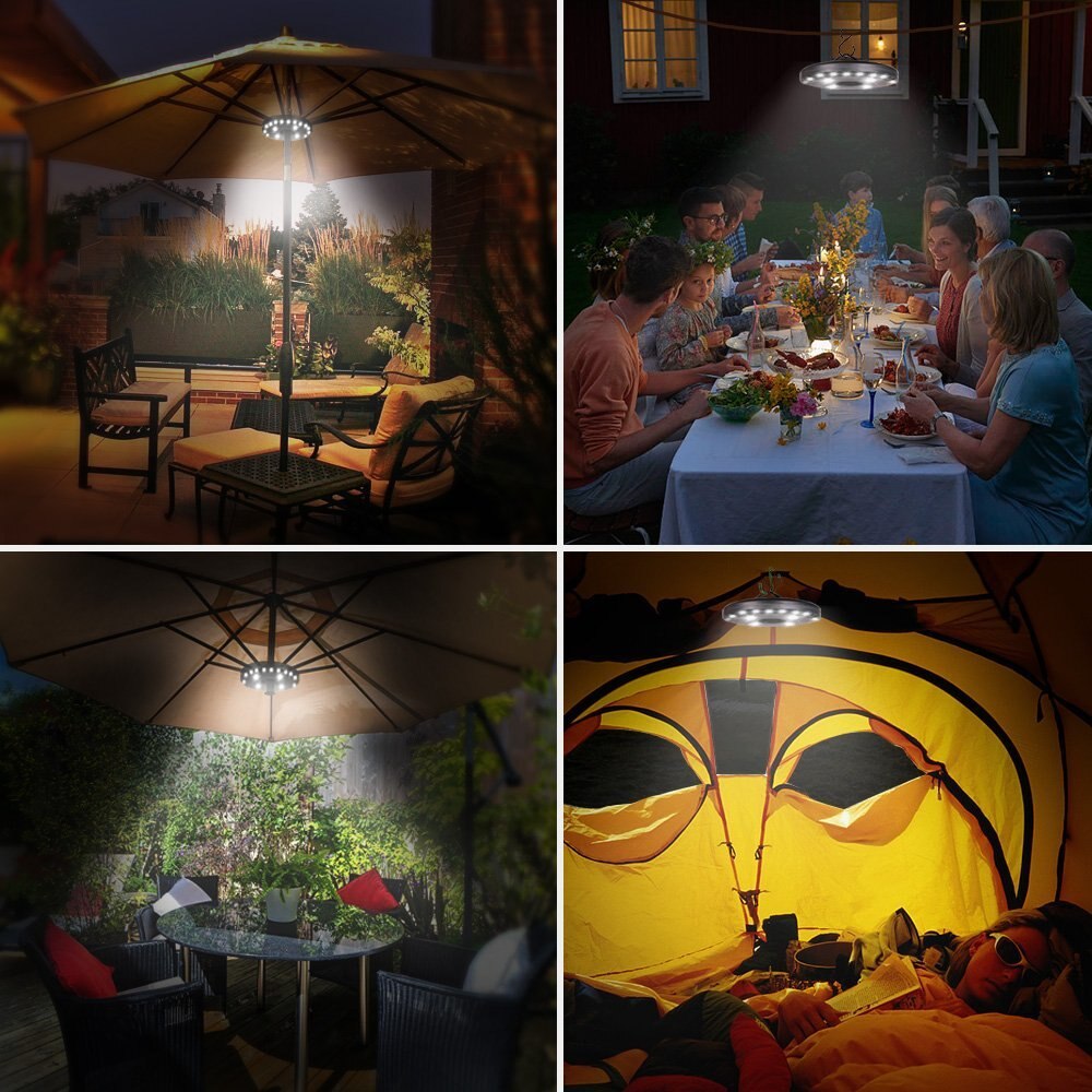 28 led ledningsfri terrasse paraply stang lys udendørs haven camping telt lampe med 3 lysstyrker mode