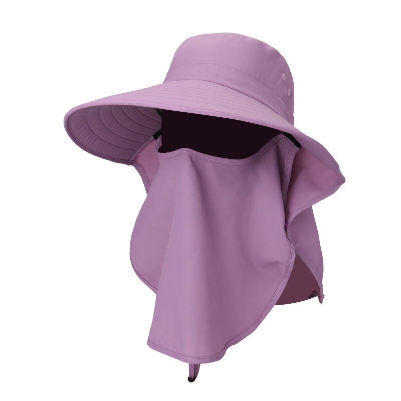 Facial Protection Against Droplets Fishing Cap Summer Outdoor Sun Protection Neck Face Flap Hat Wide Brim: Purple